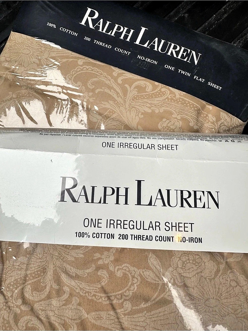 Ralph Lauren Twin Set 2 Sheets Vintage / New Sealed Damask Floral Made In USA